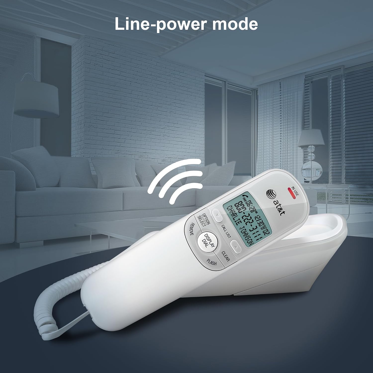 AT&T TR1909 Trimline Corded Phone with Caller ID, White