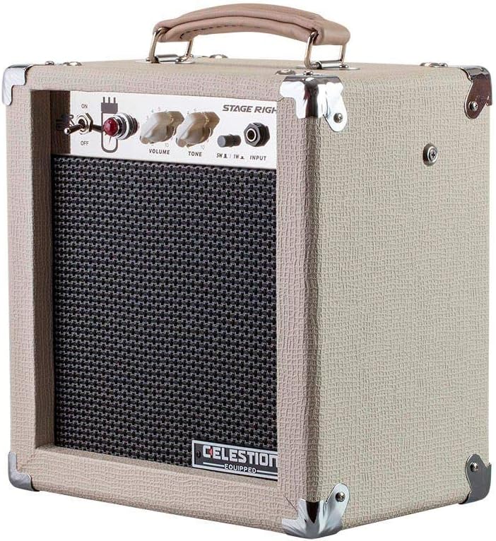 Monoprice 1x8 Guitar Combo Tube Amplifier with Celestion Super 8 Inch Speaker - Tan / Beige 5-Watt, 12AX7 Preamp