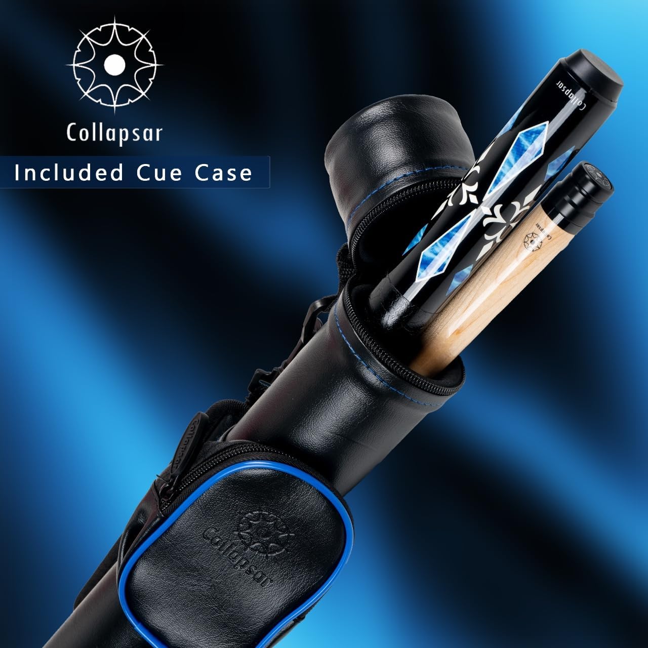 Collapsar CA Pool Stick with 1X1 Hard Case 58" Billiard Cue Stick | Canadian Maple Shaft with 13mm Cue Tip,19-21 oz Professional Pool Cue Set