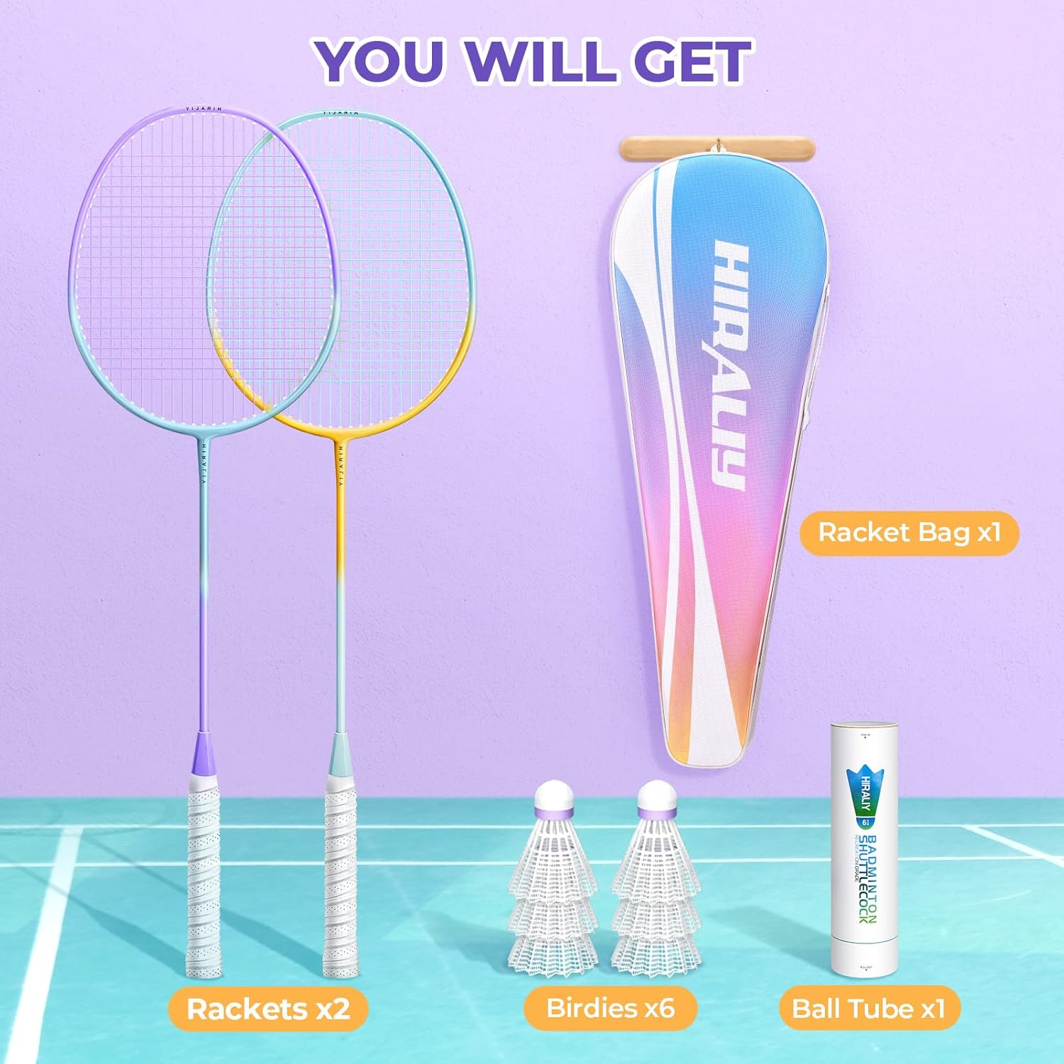 HIRALIY Badminton Rackets Includ 2/4 Rackets, 6/12 Birdies, 1 Carrying Bag