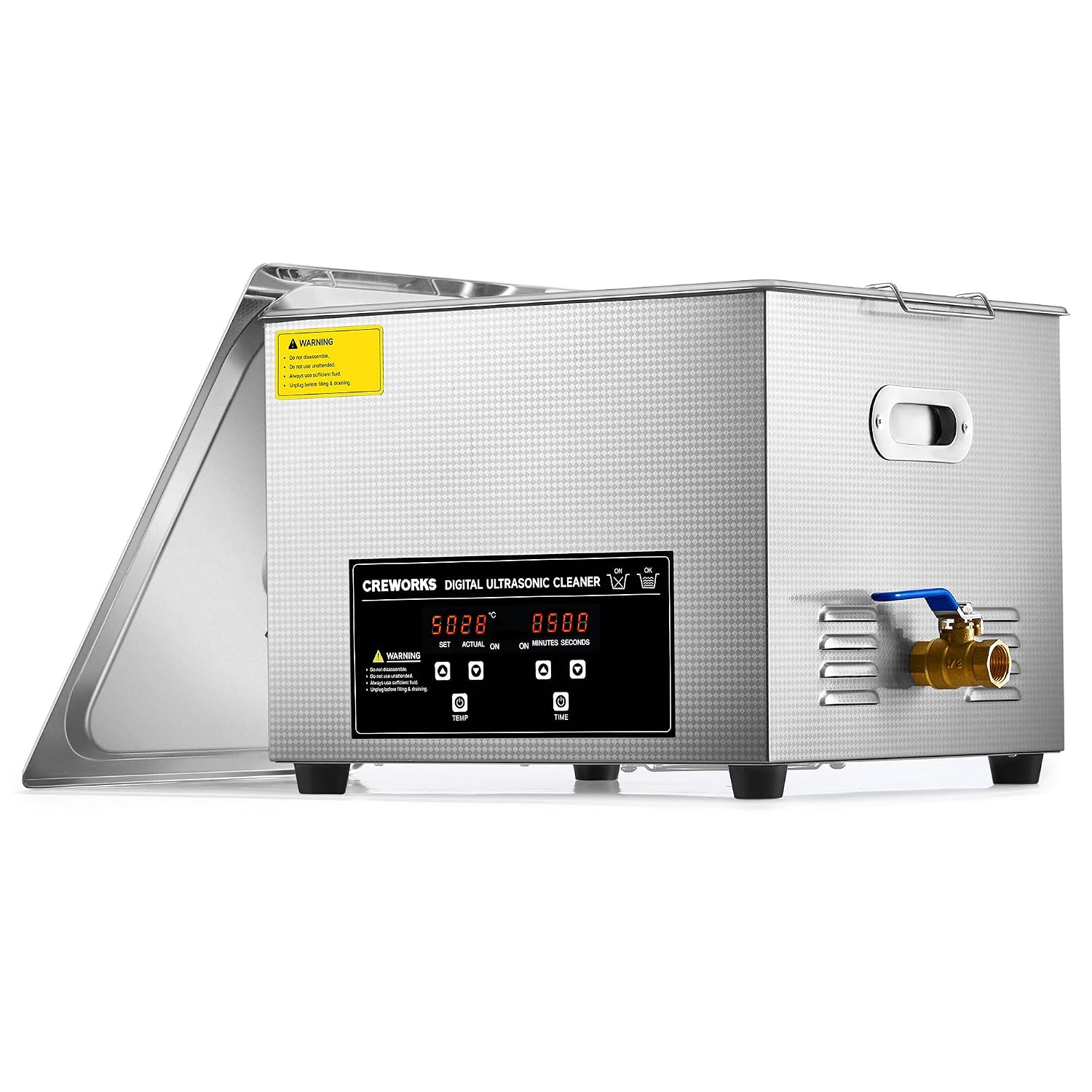 CREWORKS 3L Ultrasonic Cleaner, 0.8 gal Digital Sonic Cavitation Machine | 120W Stainless Steel Professional Jewelry Cleaner for Cleaning Tool Watch Glasses Retainer Denture Parts with Heater & Timer