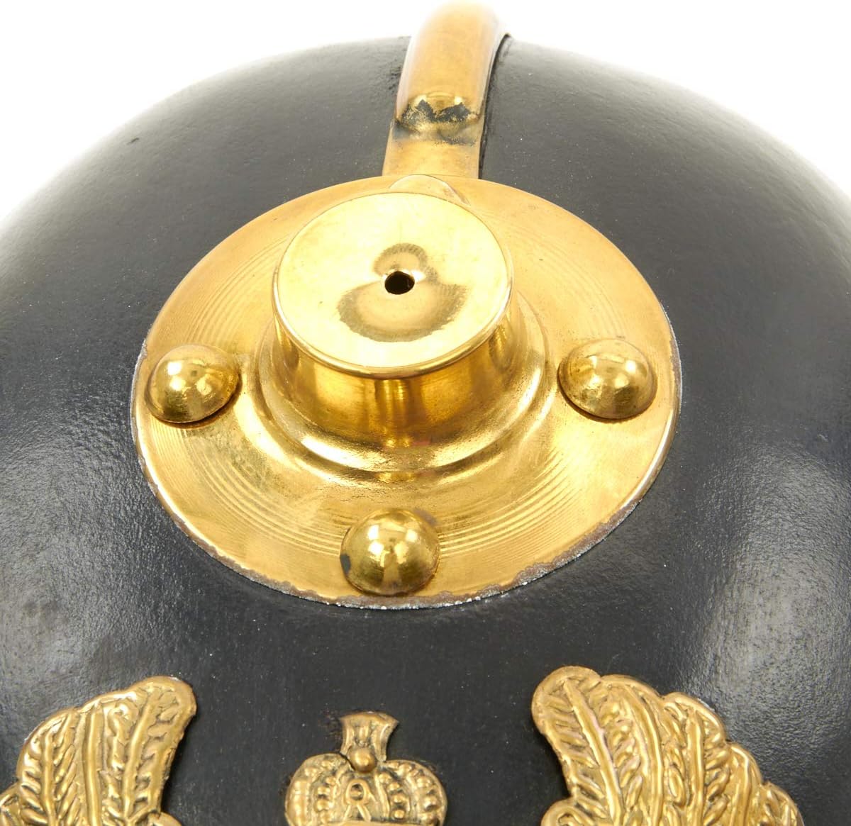 Medieval Replicas Imperial German Spiked Pickelhaube Officer Helmet- Black Leather & Brass