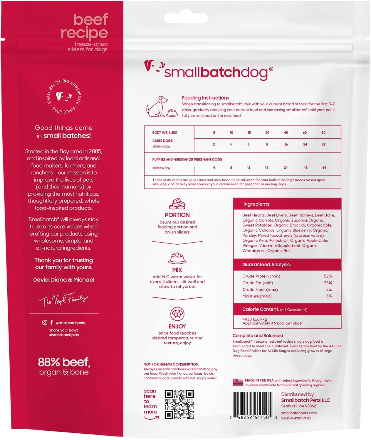 smallbatch Freeze Dried Raw Dog Food, Grass-Fed Beef Recipe, 14 oz | High Protein Dog Food, Grain-Free, Single Protein, for Picky Eaters, Hydrate & Serve, All Life Stages, Puppies & Adult Dogs