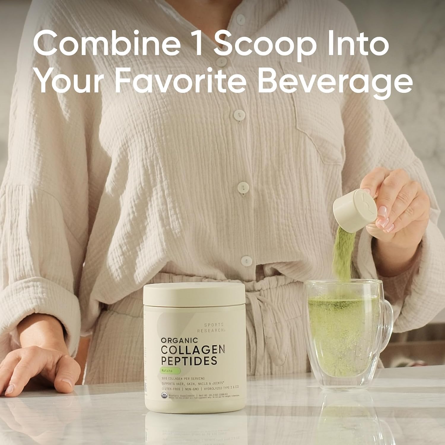 Sports Research® Collagen Peptides Protein Powder 16oz (Unflavored) | 11g Grass-Fed Collagen per Scoop · Hair, Skin & Joint Support · Easy to Mix in Coffee & Shakes - 41 Servings