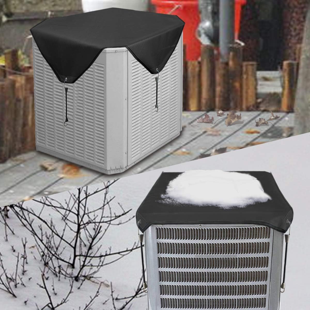 Qualward Air Conditioner Covers for Outside Units, AC Cover for Outdoor Central Unit Top Heavy Duty Water-Resistant Fits Up to 36 x 36 Inch, Black