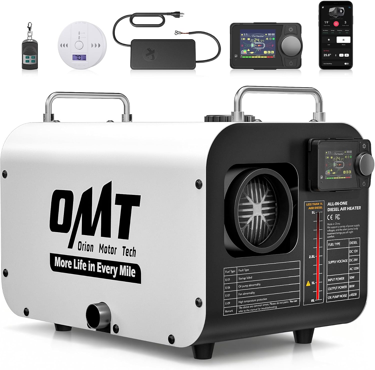 Orion Motor Tech Portable Diesel Heater, 8kW Camper Heater with CO Alarm Auto Shutoff