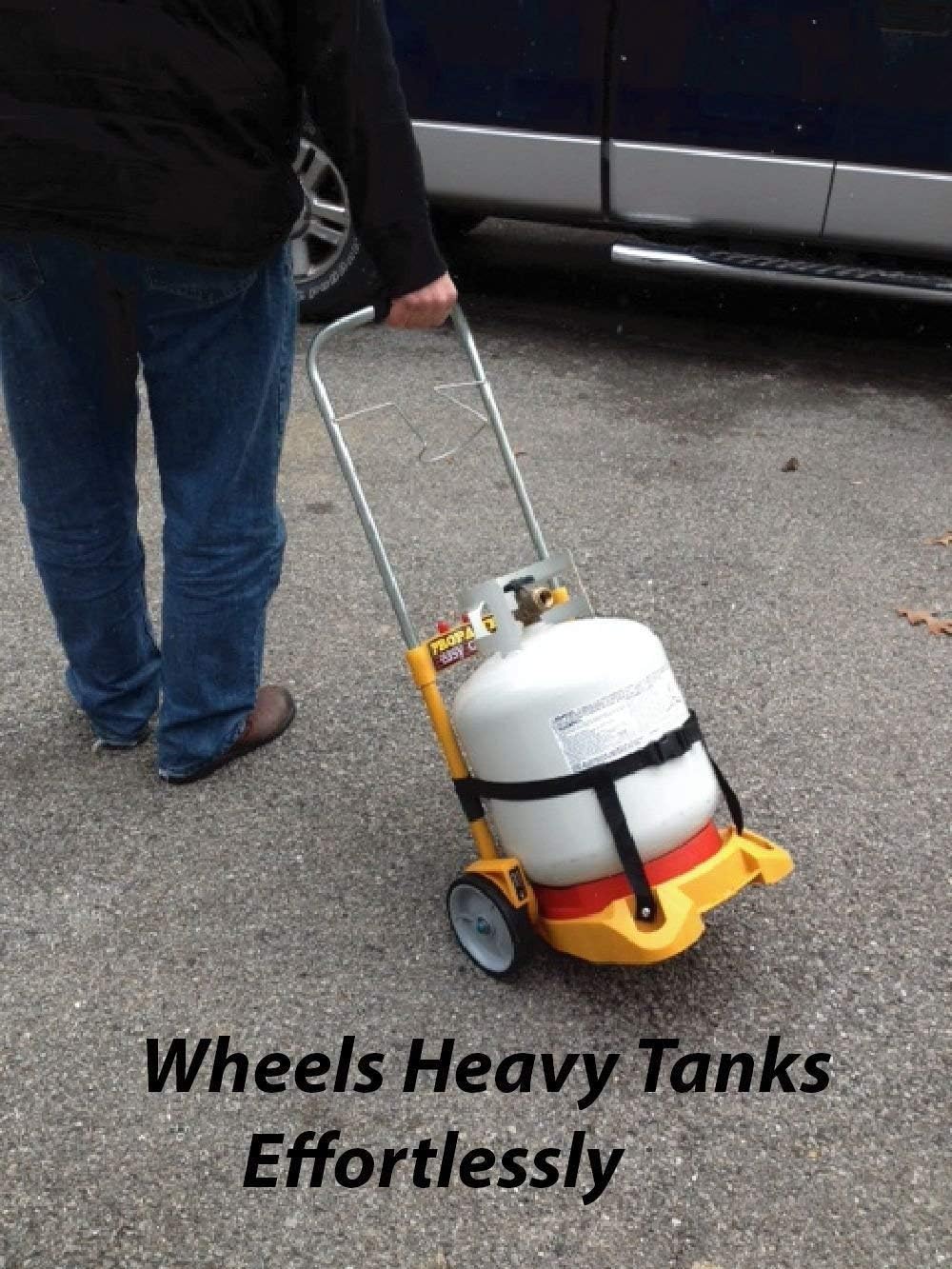 Propane Easy Cart LP Tank Wheeled Carrier for BBQ Grills, Weed Burners, Fire Pits, Tank Top Heaters (Tank not Included)