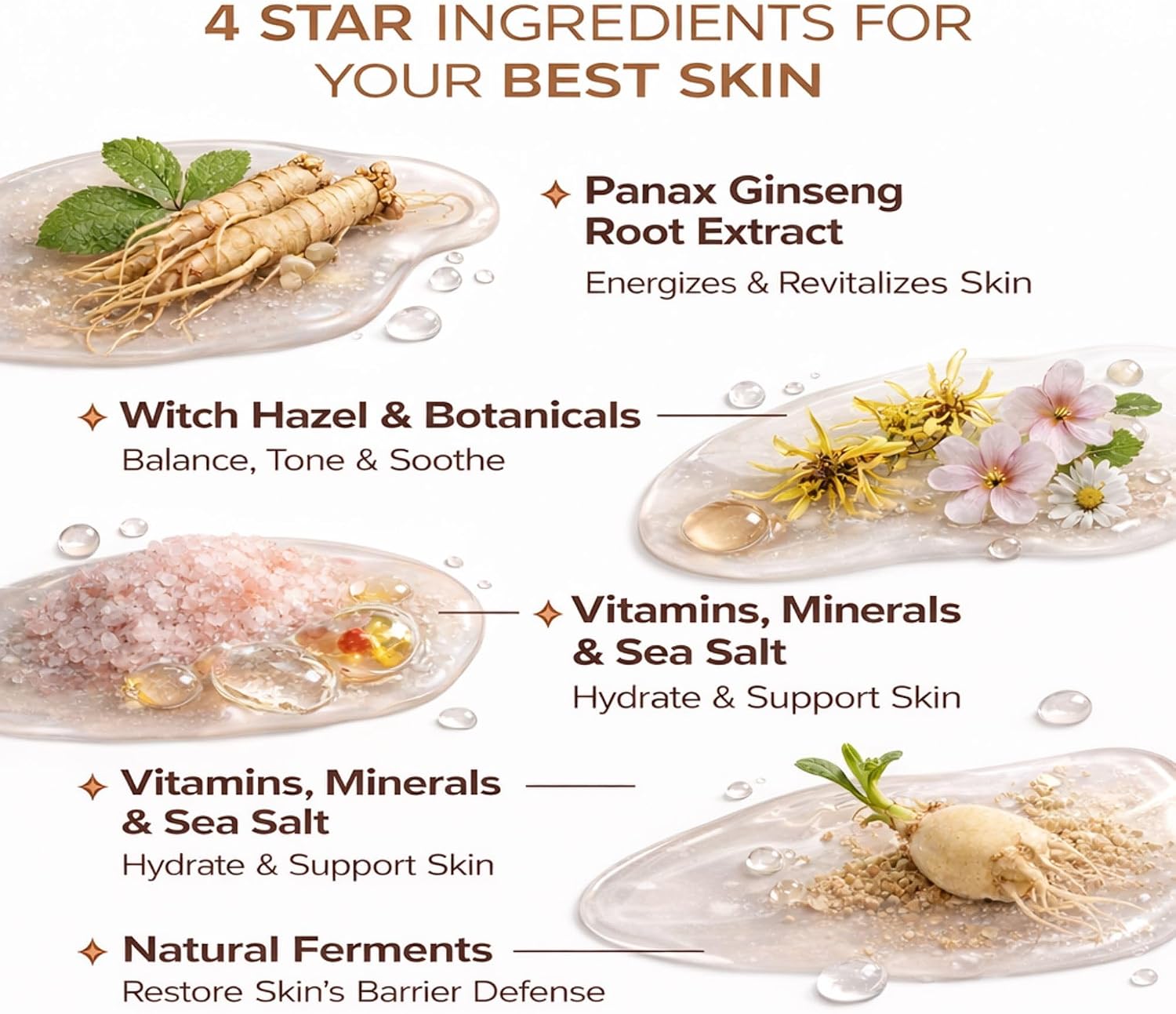Ginseng Mineral Toner - Witch Hazel Toner Mist with Ginseng – Hydrating Facial Toner Spray for Sensitive Skin – for Oily