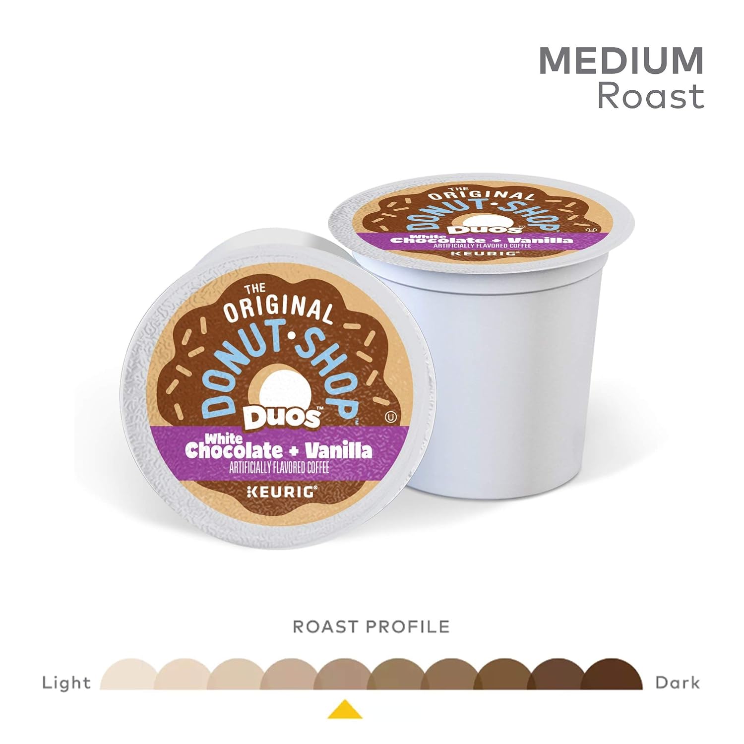 The Original Donut Shop Duos White Chocolate + Vanilla, Keurig Single Serve K-Cup pods, 12 Count