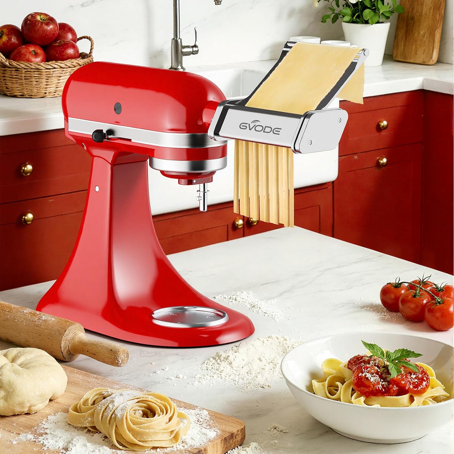 GVODE Pasta Roller Attachment for KitchenAid Stand Mixer, 8 Settings | 304 Stainless Steel, 8 Adjustable Thickness Settings (0.4-2mm), Fits all KitchenAid Stand Mixer Models