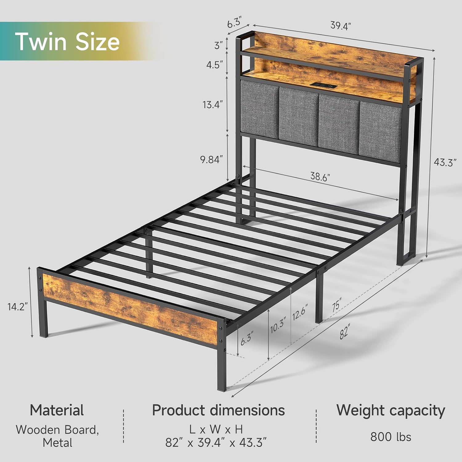 Z-hom Easy Assembly Queen Bed Frame & Headboard Footboard,Underbed Storage | Sturdy Metal Structure,Silent Anti-Slip Support,Under Bed Storage Space,No Box Spring Needed,Modern Bedroom Furniture