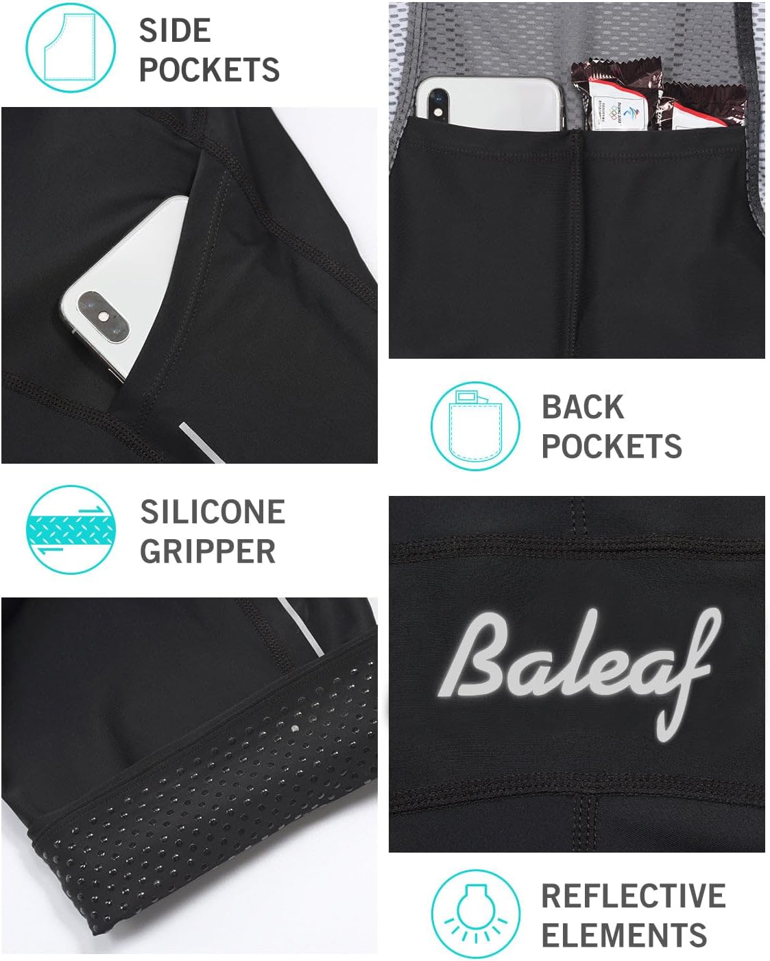 baleaf Mens 4D Padded Cycling Bib Shorts Bicycle Biking Bibs