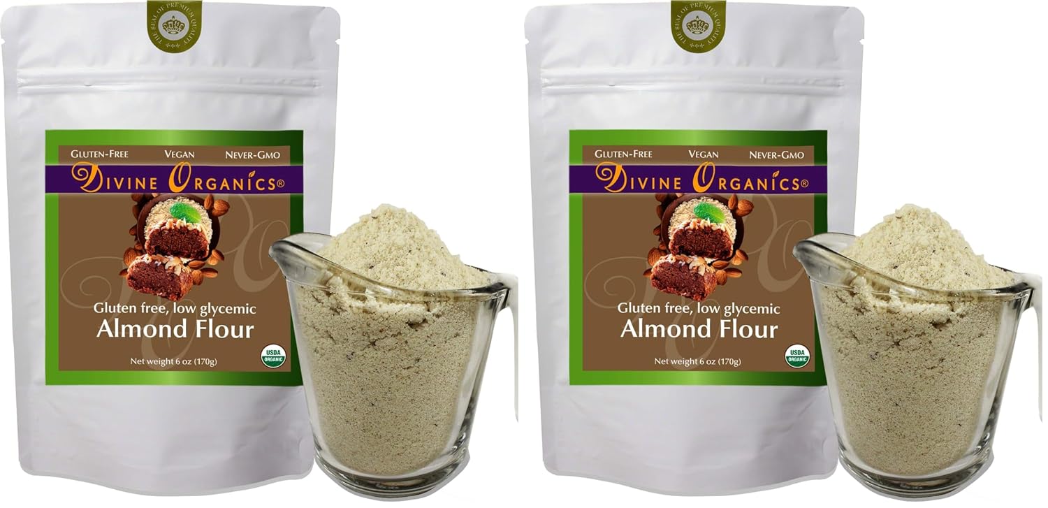6 oz Organic Almond Flour Powdered Gluten Free Low Glycemic Non-GMO by Divine Organics