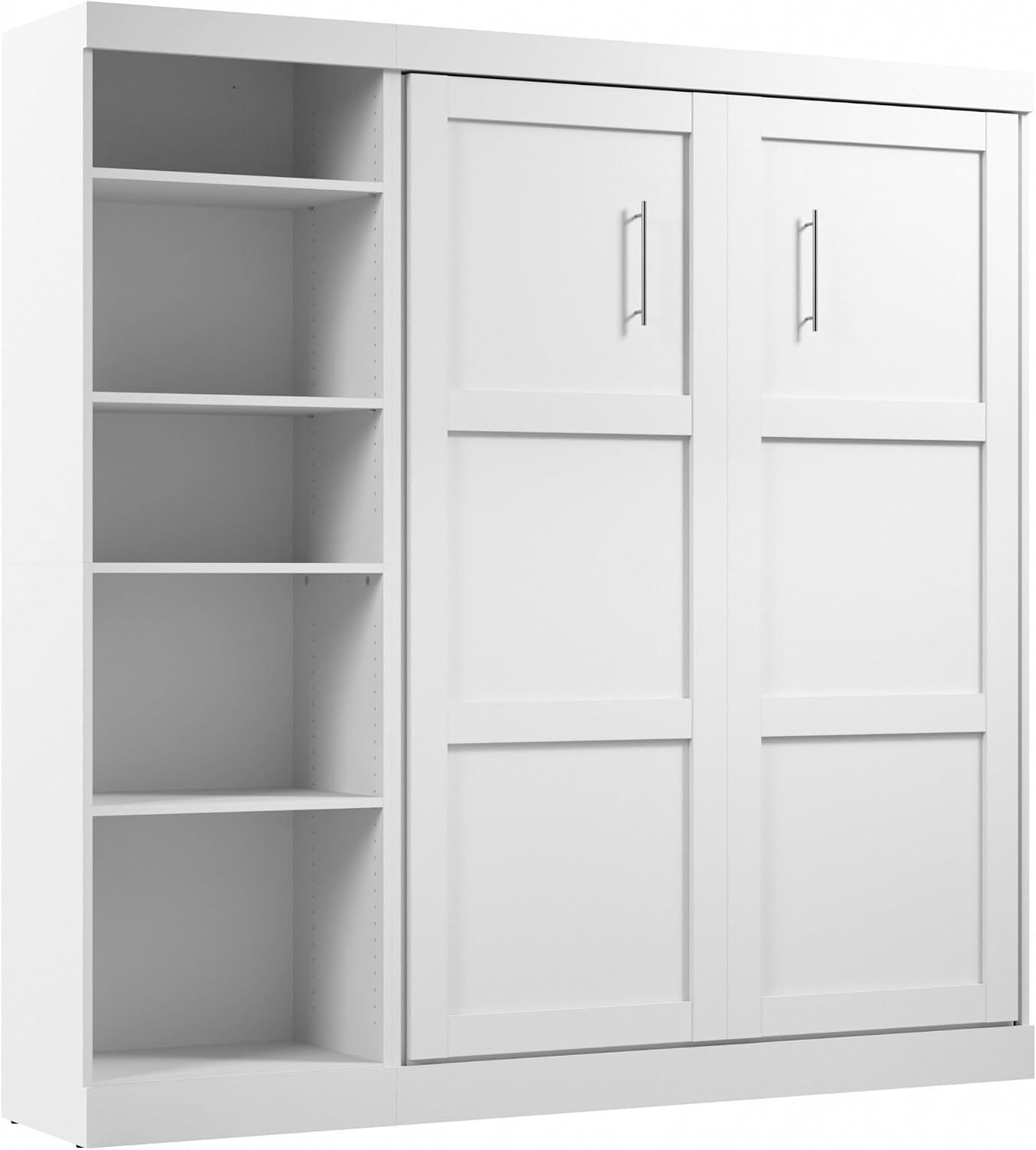 Bestar Pur Queen Murphy Bed, 65-inch Space-Saving Sleeping Arrangement for Multipurpose Area, Bedroom, Guest Room, or Living Room | Dual piston mechanism; for guest room or multipurpose space; Shaker-inspired trim with metal handles