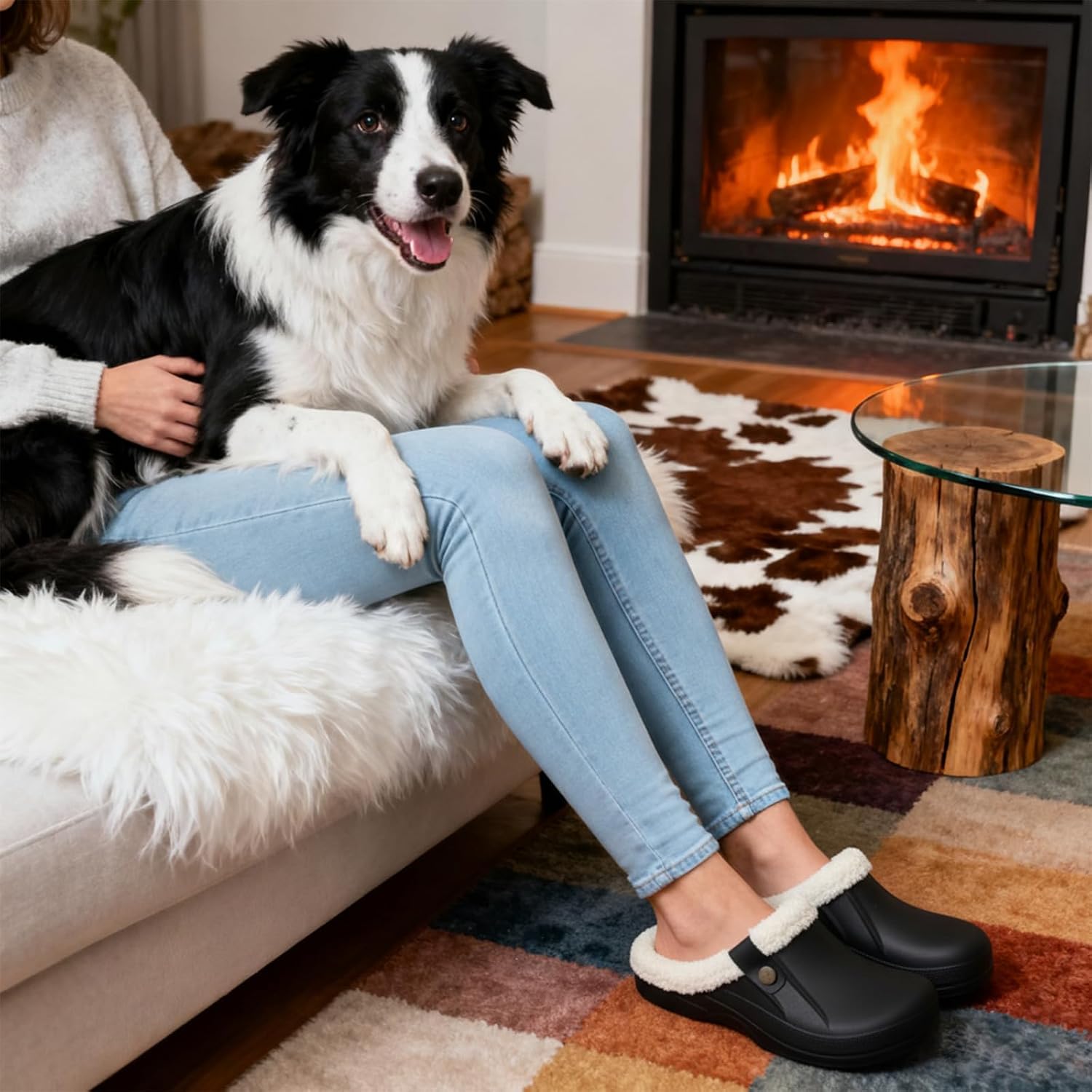 Beslip Fur Lined Clogs for Women & Men Fuzzy Slippers with Memory Foam