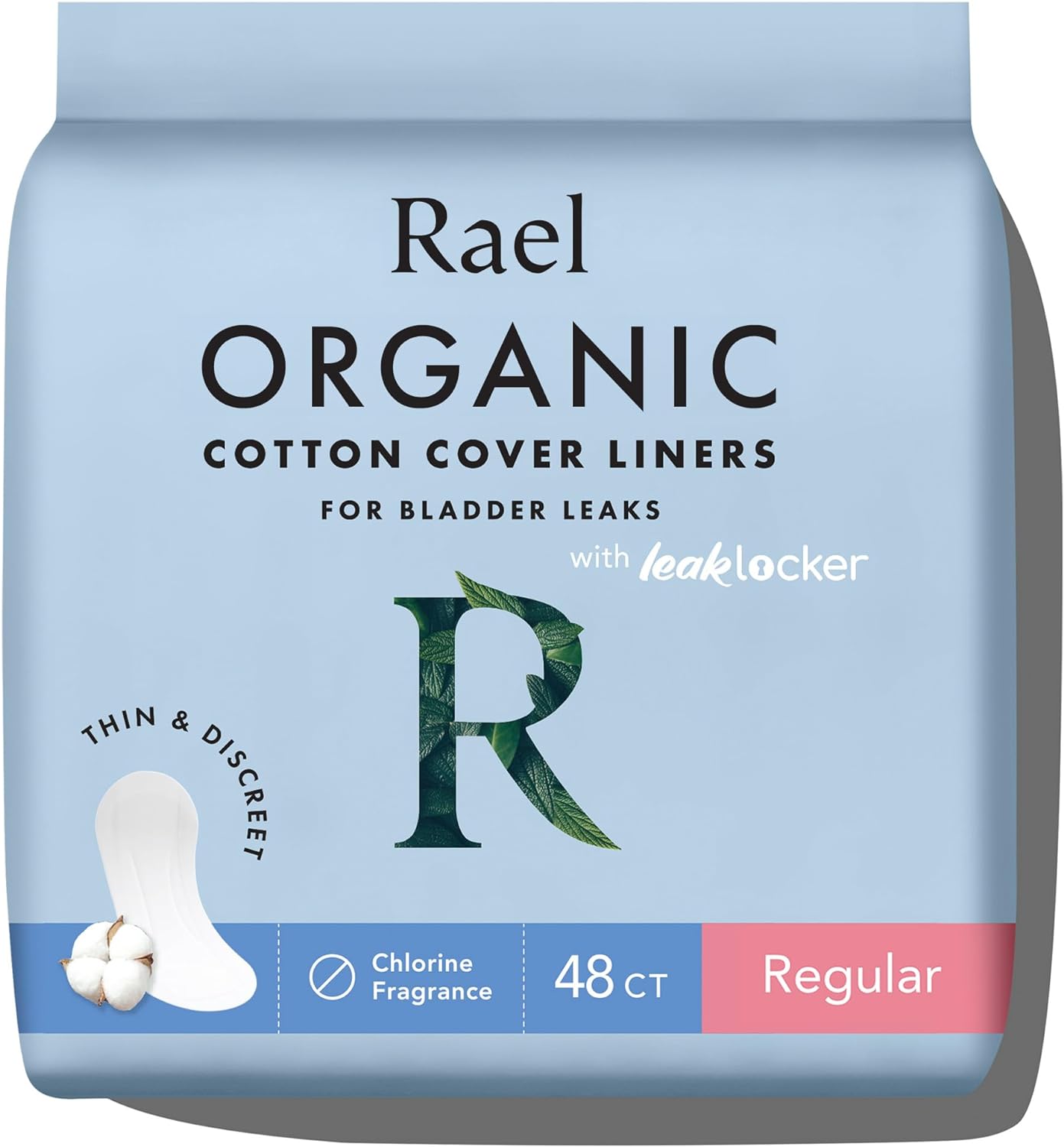 Rael Incontinence Pads for Women, Organic Cotton Cover (Moderate, 60 Ct)