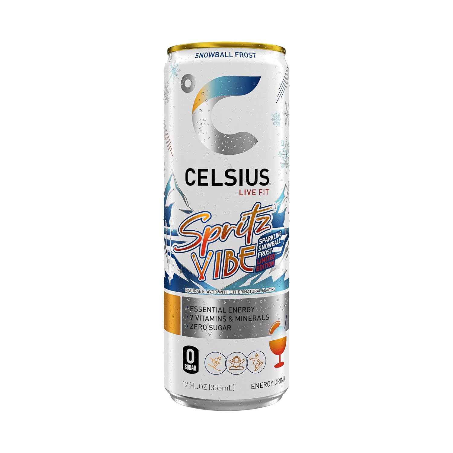 CELSIUS PEACH VIBE Sparkling White Peach, Sugar Free Energy Drink, 12 Fl Oz (Pack of 12)