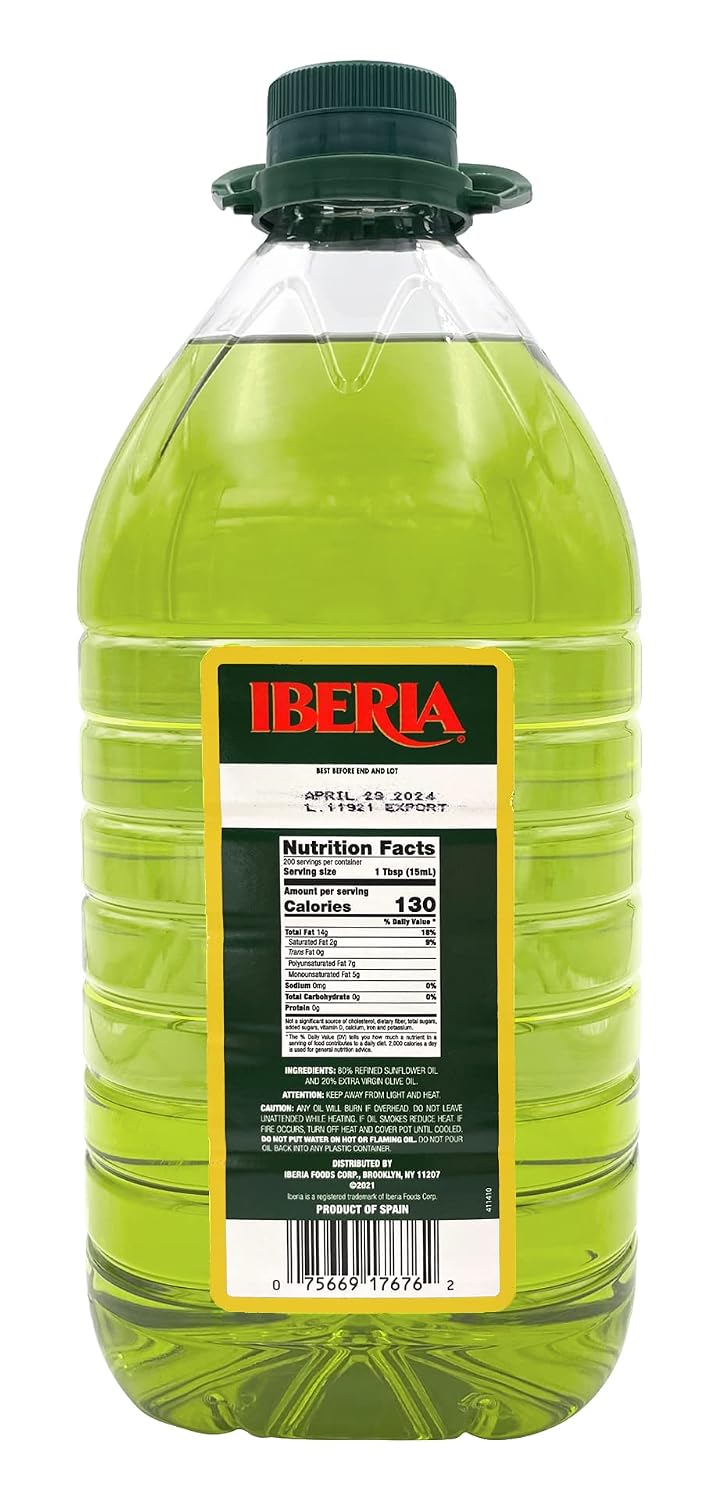 Iberia Premium Blend, Sunflower Oil & Extra Virgin Olive Oil, High Heat Frying, 68 Fl Oz