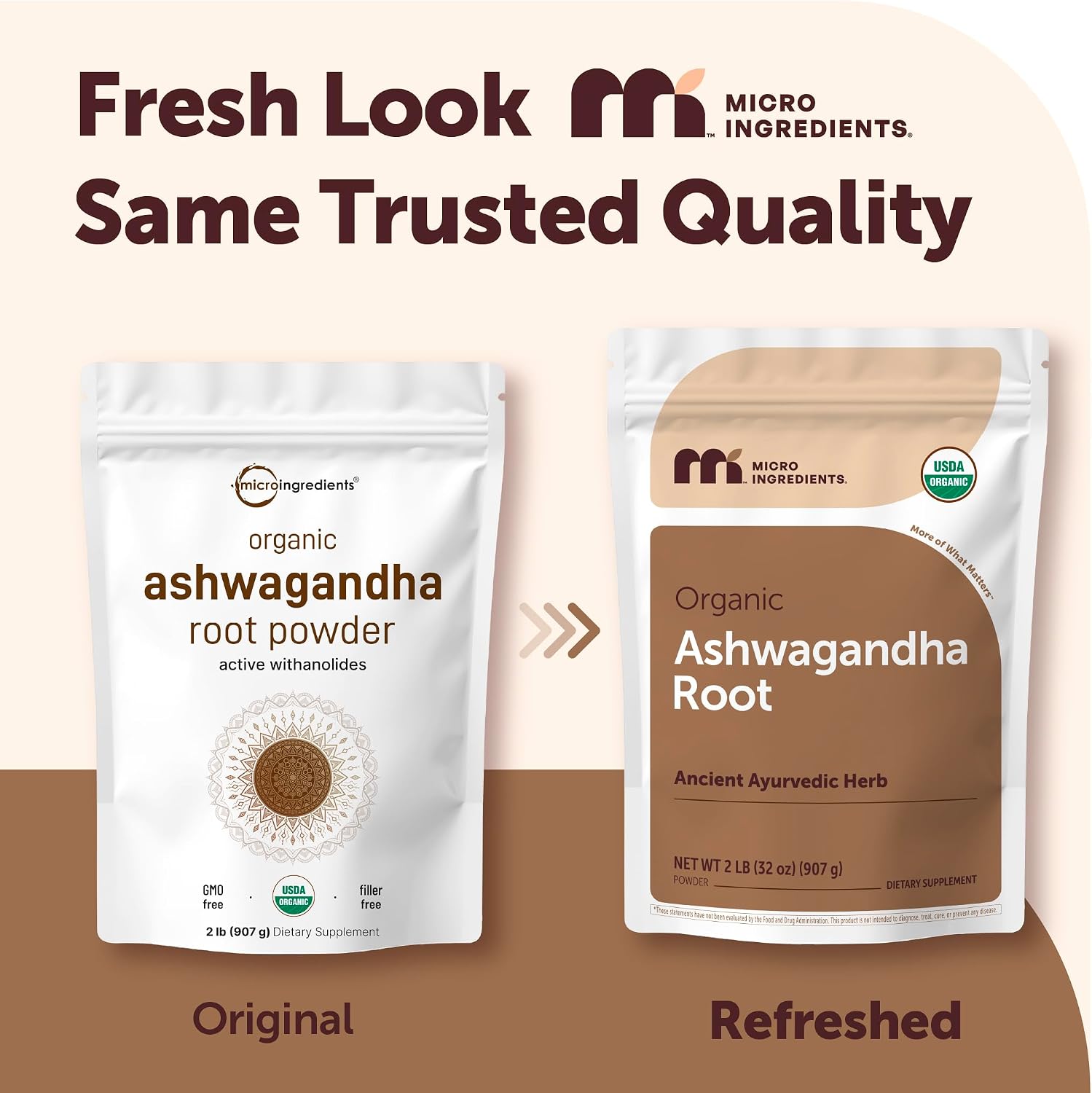 Micro Ingredients Organic Ashwagandha Root Powder, 2 lb | 453 Servings | Pure Withania Somnifera Root | Ancient Ayurvedic Herb