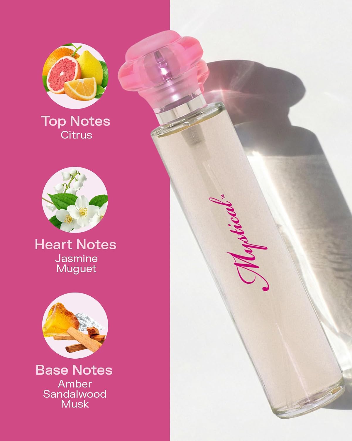 PB ParfumsBelcam Mystical Eau de Parfum Spray for Women – Sweet Fruity Floral Perfume with Citrus, Jasmine, Muguet