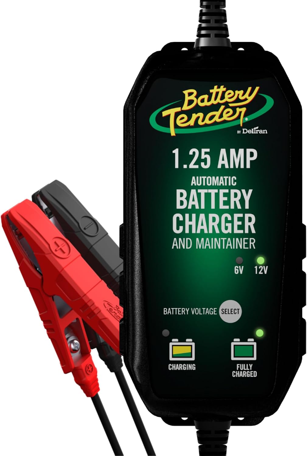 Battery Tender Plus 12V 1.25 AMP Battery Charger and Maintainer: Fully Selectable 6V or 12V Battery Charger and Maintainer for Powersports ATVs