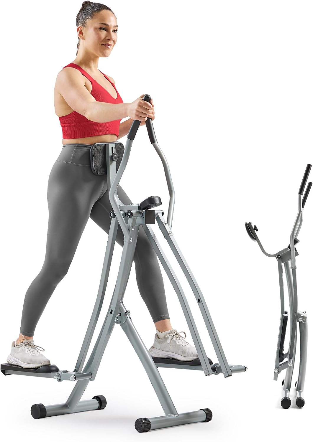 Sunny Health & Fitness Smart Air Walk Elliptical Glider Sprinter Trainer | 30" Stride, Low-Impact, Quiet Operation, Foldable and Compact Design, Digital Monitor, SunnyFit App Connectivity