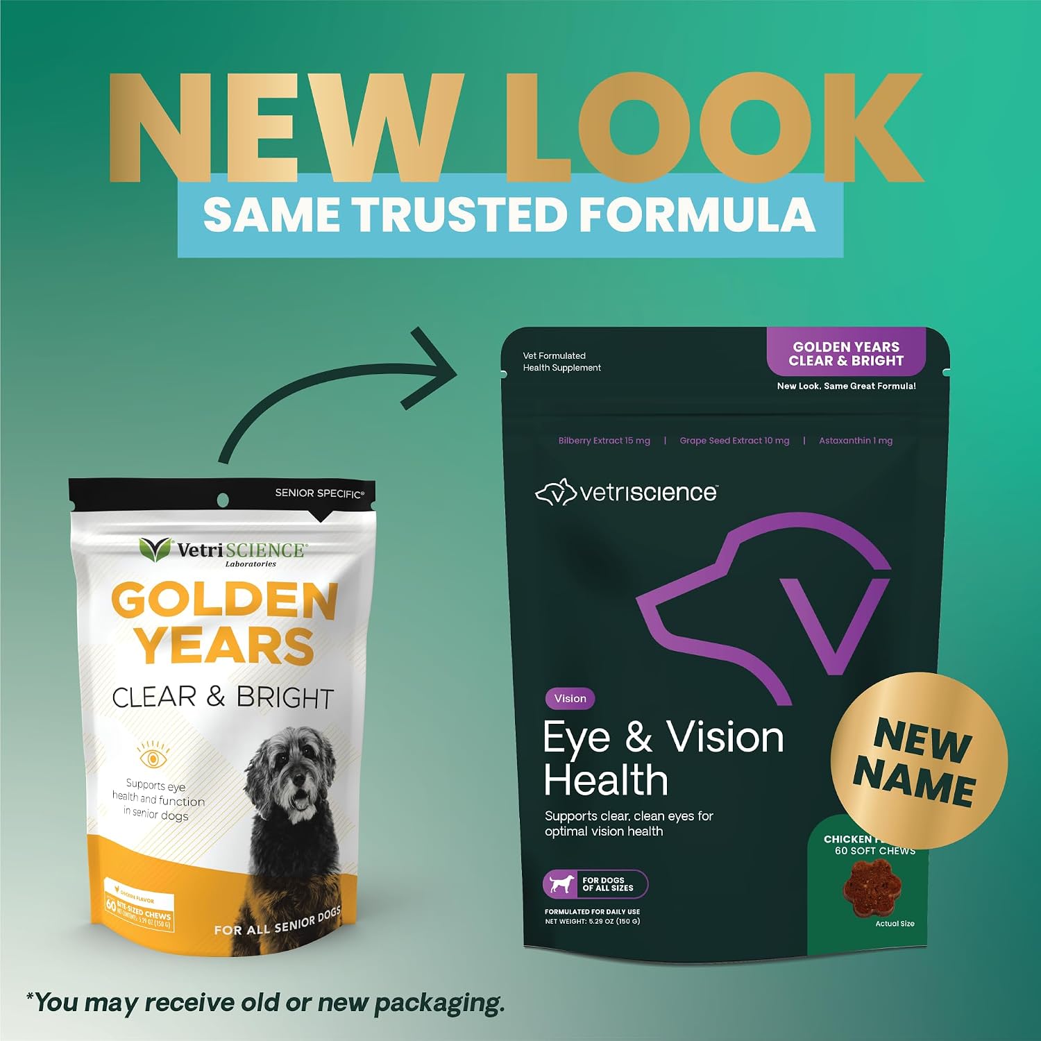 VetriScience Eye & Vision Health Chews for Dogs, Chicken, 60 Count