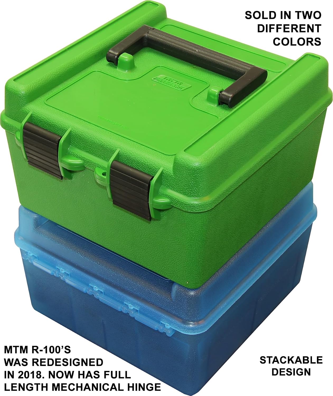 R-100-MAG - Deluxe Ammo Box 100 Round Handle WSM WSSM Ultra Mag, Green, 7.73 x 8 x 4.47"