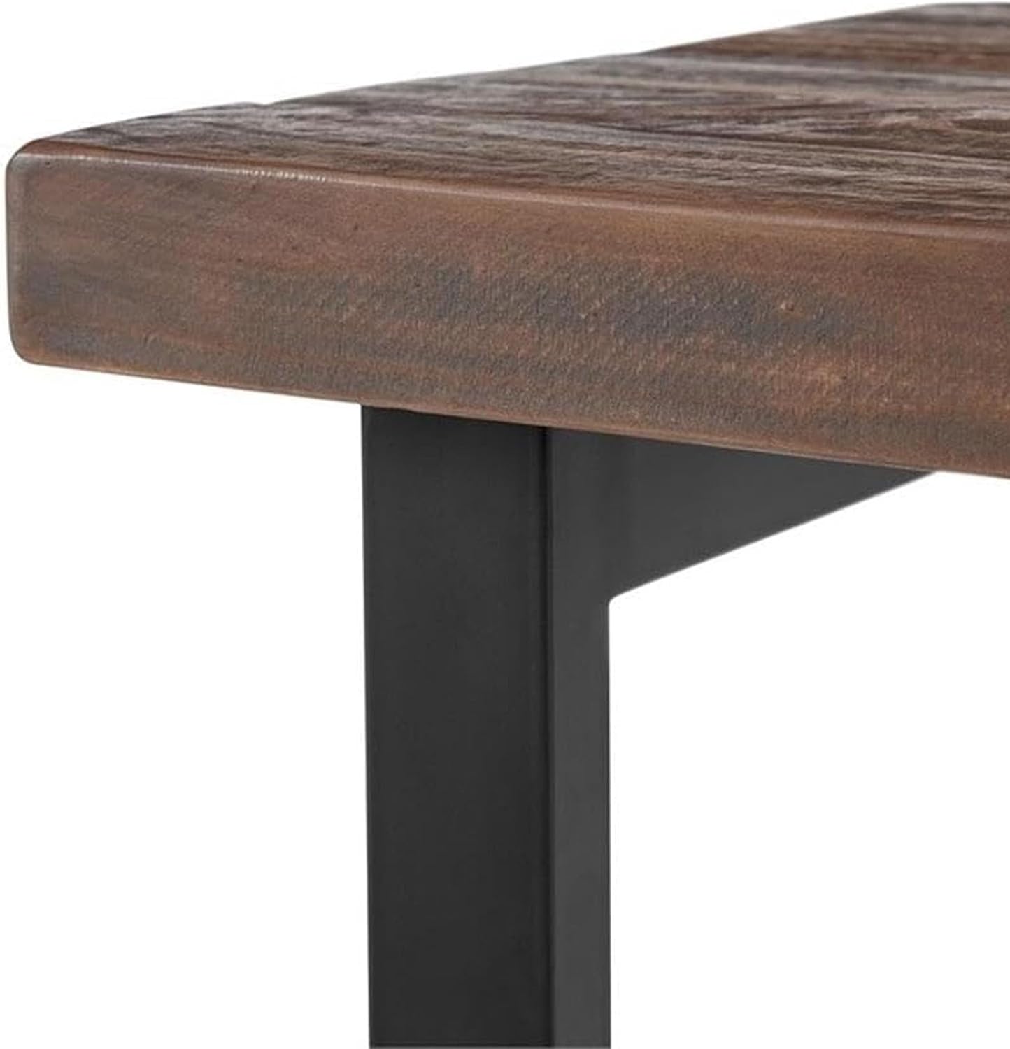 Alaterre Furniture Pomona Solid Wood 2-Tier End Table, Rustic Brown, 27” | Nightstand with Storage Shelf and Metal Legs, Industrial Farmhouse Chair Side Table for Living Room or Bedroom