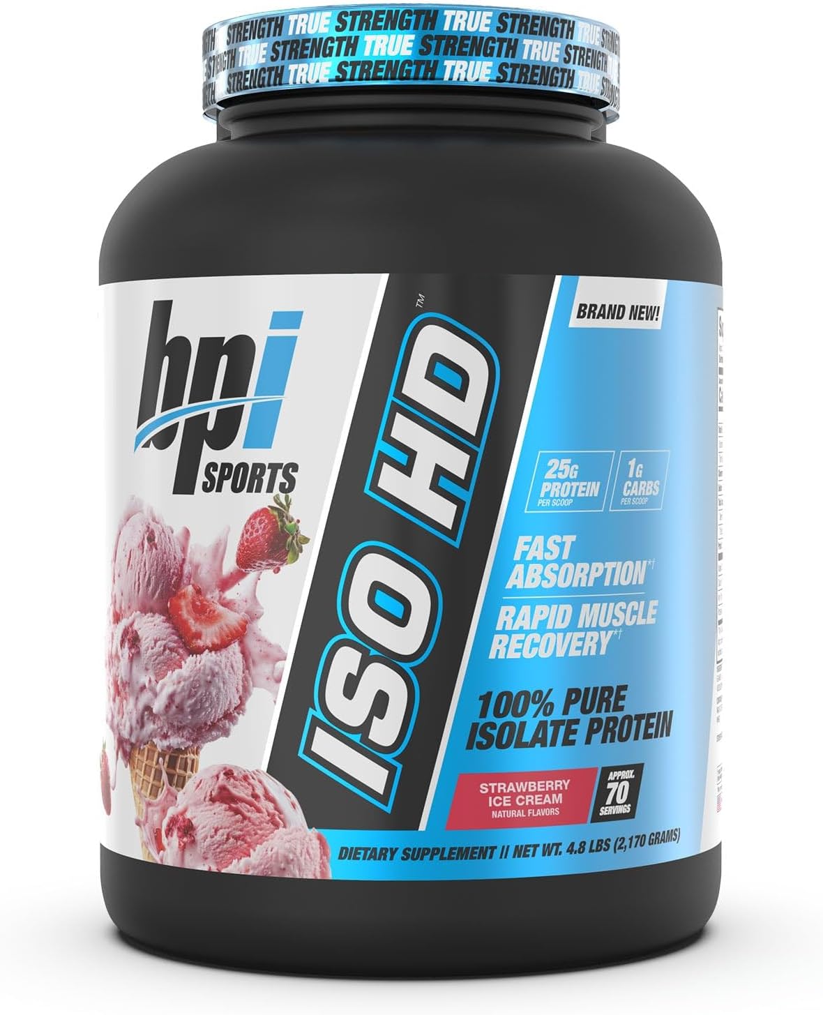 BPI Sports ISO HD Isolate Protein Powder – 100% Whey Isolate, Protein Powder for Muscle Gain - Chocolate Brownie, 5.4 Pounds - 69 Servings