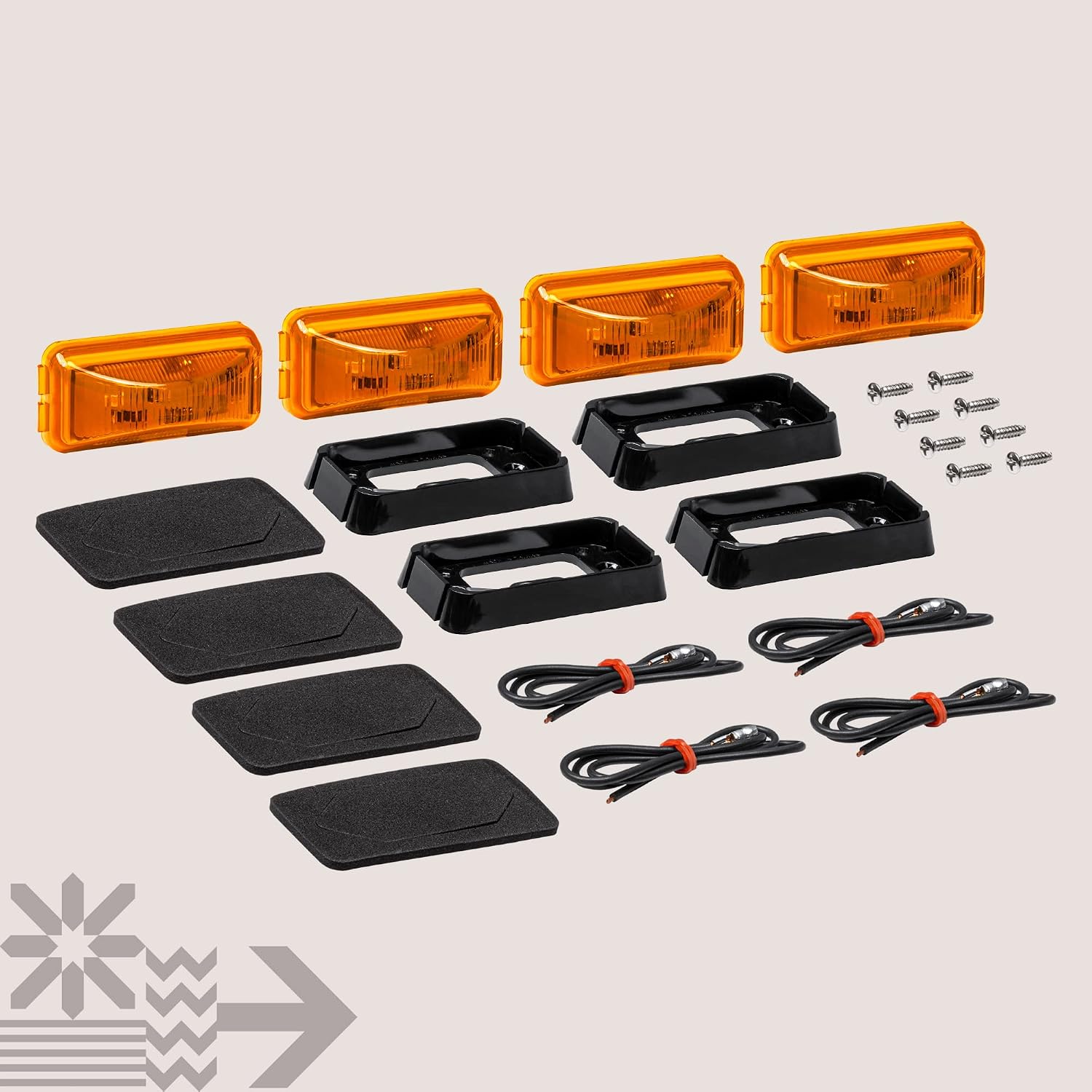 TRUE MODS 2pc 2.5" Amber Rectangle LED Trailer Marker Lights for Truck RV