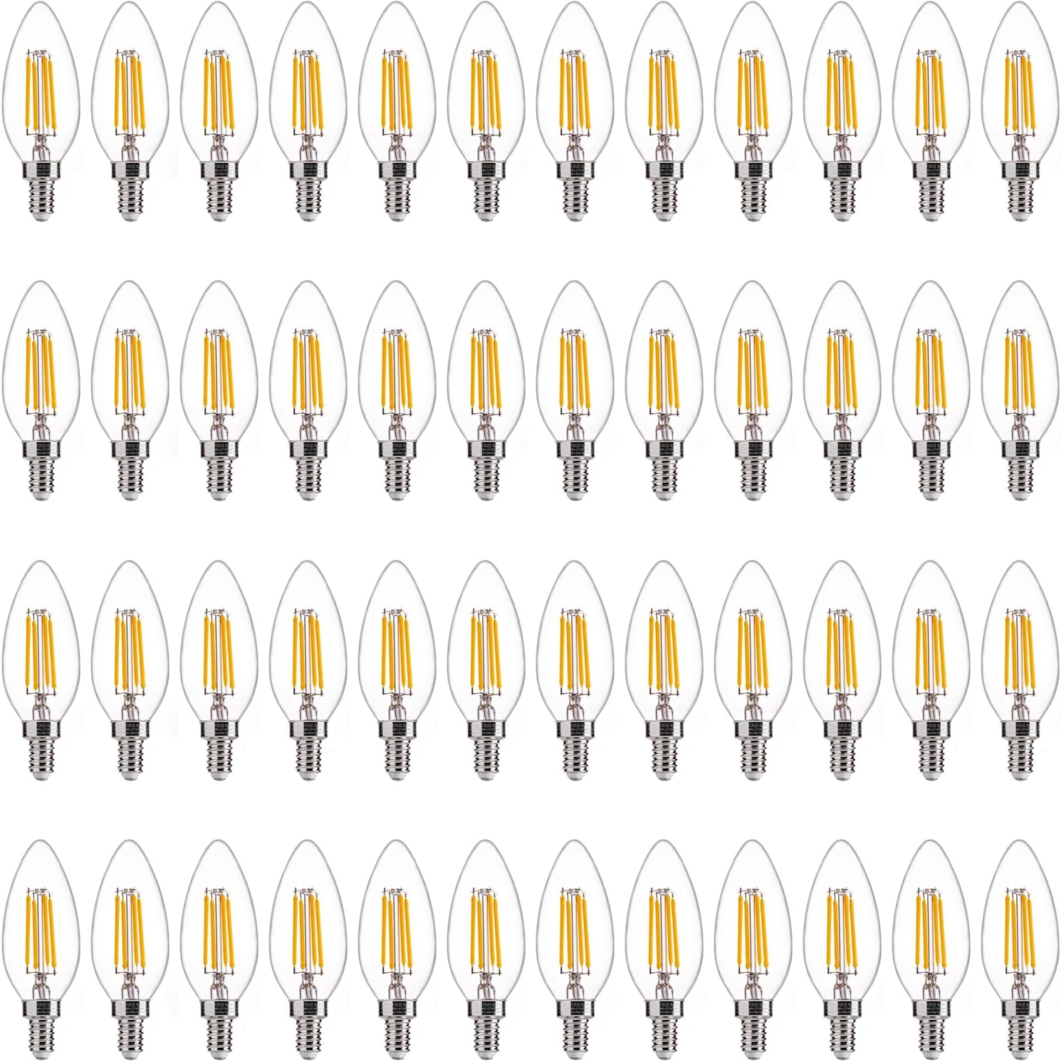 60W Equivalent LED Chandelier Light Bulbs, Dimmable, E12 Base, Clear B11 LED Filament Candelabra Bulbs, 2700K Soft White, 6 Pack