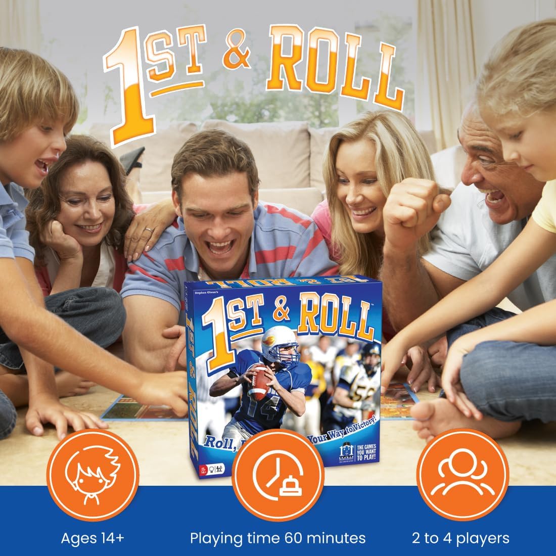 R&R Games 1st & Roll, Football Board Game for Adults and Kids, 2-4 Players, Ages 14+, Ideal for Family Night