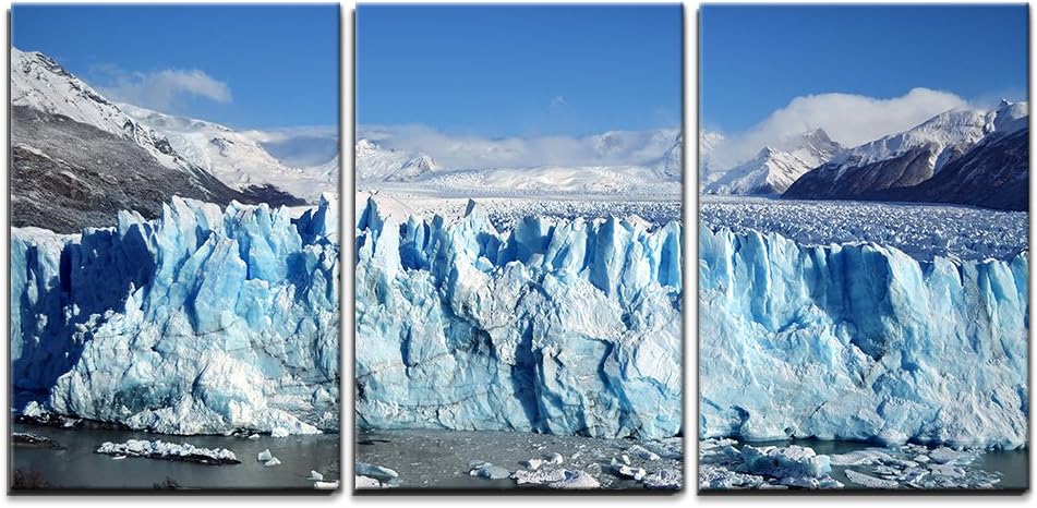 wall26 - 3 Piece Canvas Wall Art - Blue Ocean Waves - Modern Home Art Stretched and Framed Ready to Hang - 16"x24"x3 Panels
