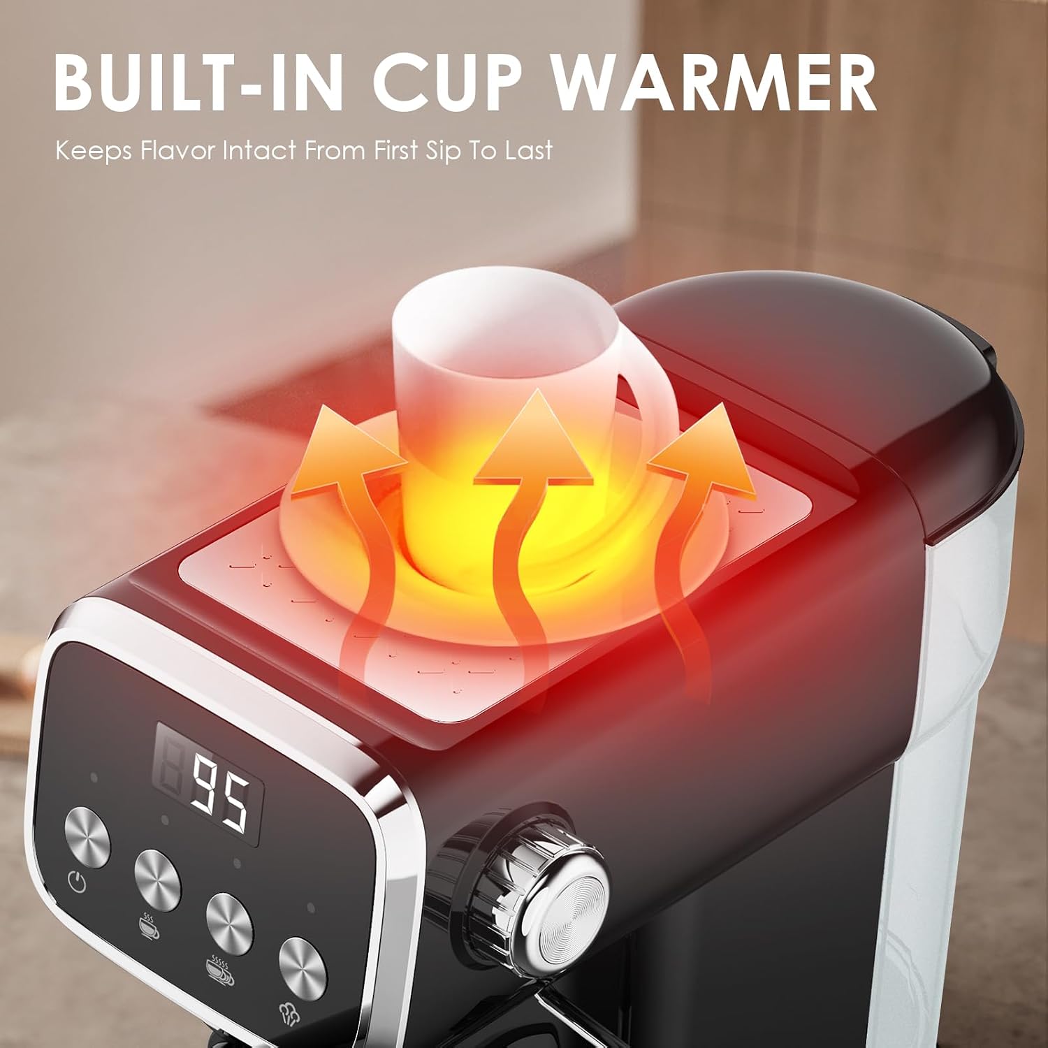Plum chef Espresso Machine 20 Bar, Household Coffee Maker with Milk Frother Steam Wand, Pressure Gauge, 54oz Large Water Tank, Low Noise Fast Brew for Cappuccino Latte Macchiato Home Office