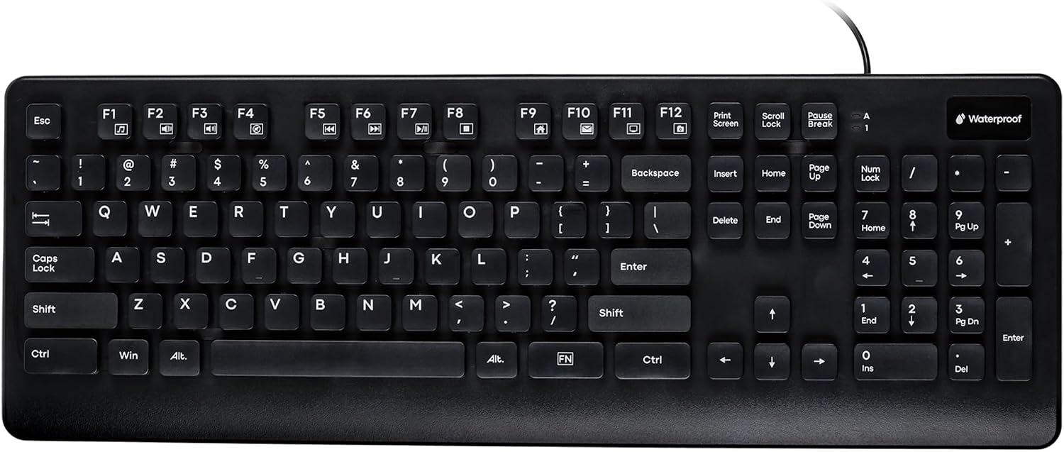 ALT Waterproof Keyboard and Mouse Combo Wired, USB Spill-Resistant Membrane Keyboard with Optical Mouse