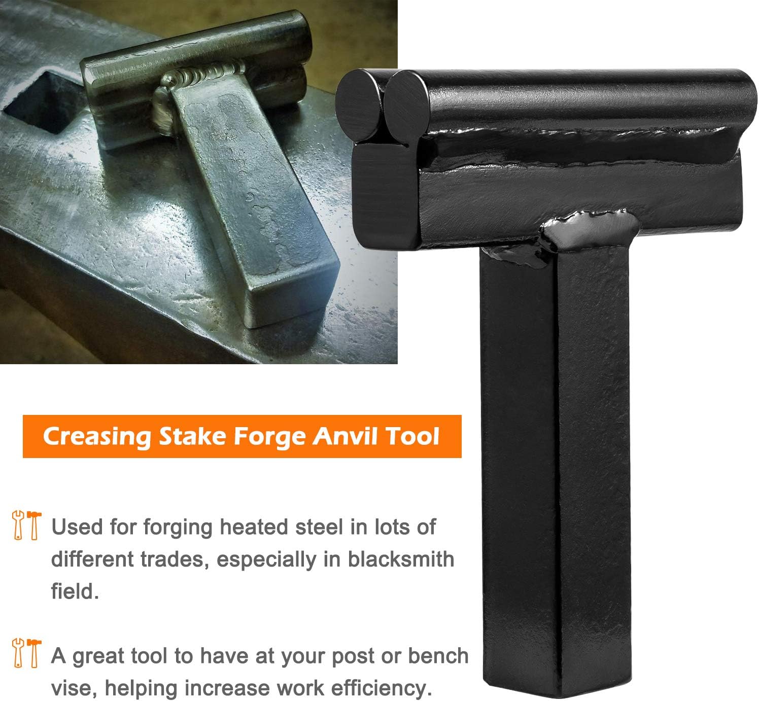 Blacksmith Anvil Forge Hardy Tool 3/4" Hot Cut Creasing Stake Spring Fuller Tool Set (3Pcs)