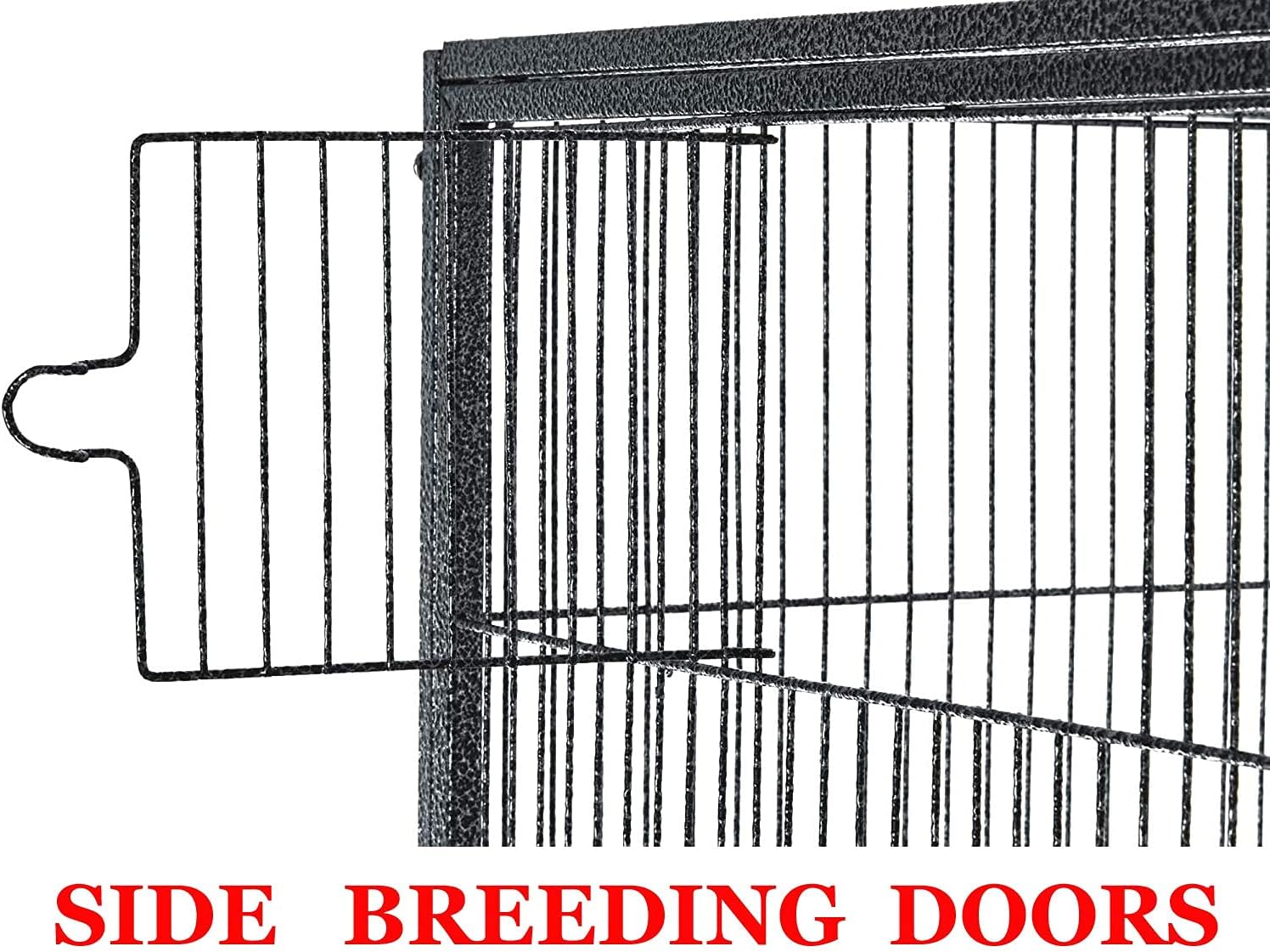 64" Extra Large Double Flight Bird Wrought Iron Double Cage Slide Out Center Divider Side Nesting Box Door Parrot Cage Cockatiel Conure with Removable Rolling Stand Storage Shelf