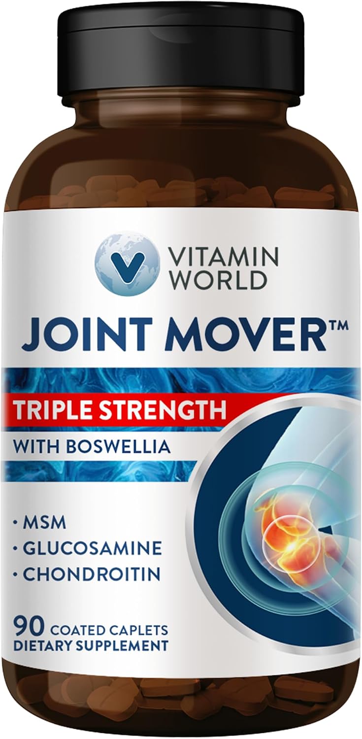 Vitamin World Triple Strength Joint Mover, Glucosamine Chondroitin with MSM | Joint Support Supplement, Collagen & Boswellia Serrata Extract, Support Joint Strength, Comfort & Flexibility, 270 Caplets