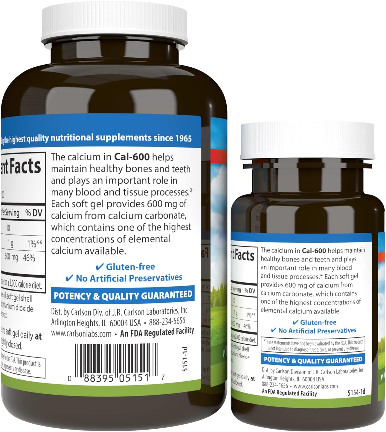 Carlson Cal-600, 600 mg, Calcium, Liquid Filled, 100 + 30 Softgels | Bone Support; Healthy Teeth; Optimal Wellness