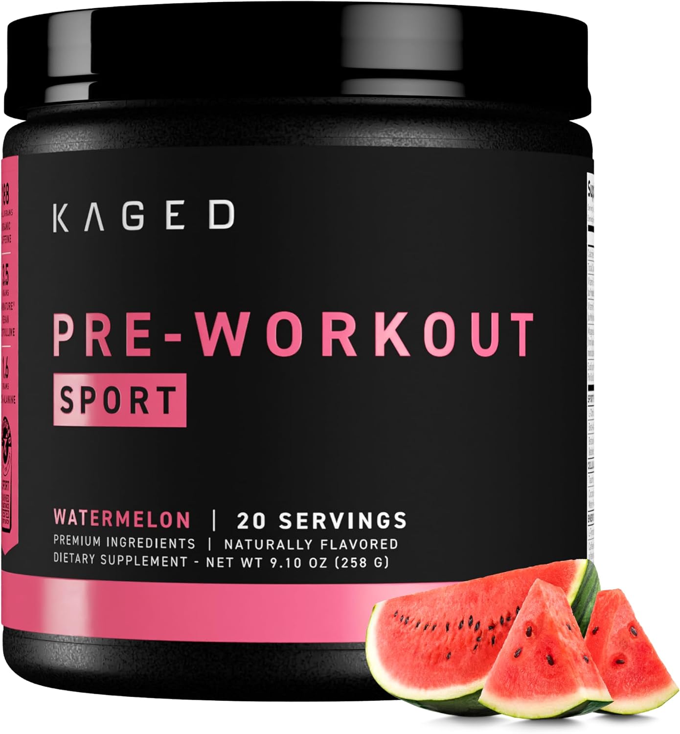 Kaged Sport Pre Workout Powder for Men & Women, Mango Lime, Sport Certified, 188mg Caffeine, Nitric Oxide Supplement, Beta Alanine for Energy
