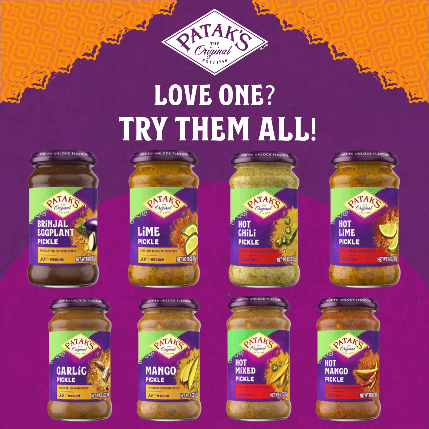 Patak’s Hot Mixed Pickle - Authentic Indian Relish w/Mangoes, Carrots, Limes, Chili Peppers & Aromatic Spices -Perfect for Sandwiches