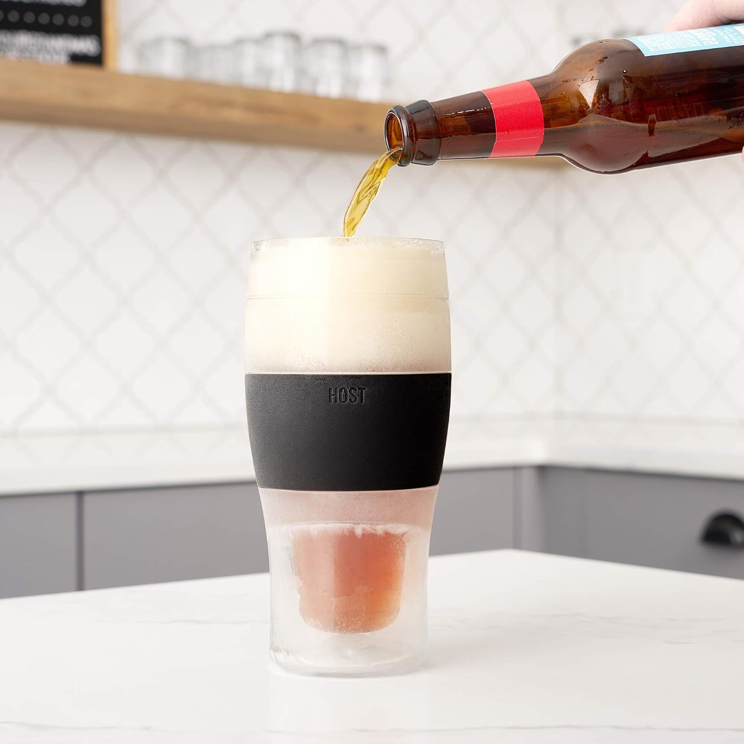Host FREEZE Beer Glasses, Frozen Beer Mugs, Freezable Pint Glass Set, Insulated Pint Glass to Keep Your Drinks Cold, Double Walled Insulated Glasses