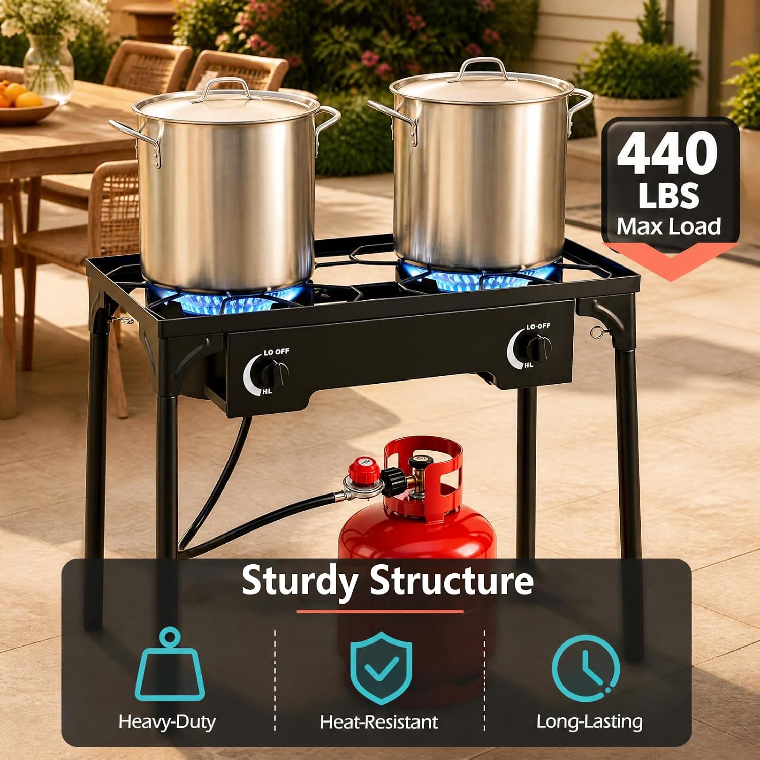 Goplus Outdoor Camping Stove, Dual Burner Propane Gas Cooker