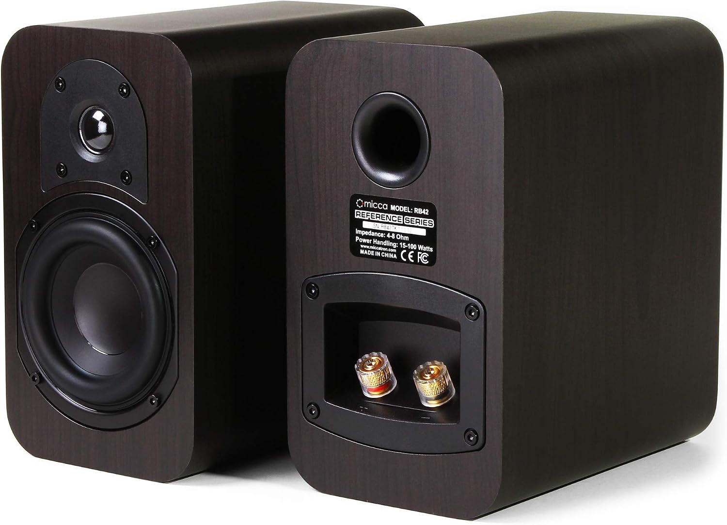Micca RB42 Reference 2-Way Passive Bookshelf Speakers, Stereo Pair, Walnut