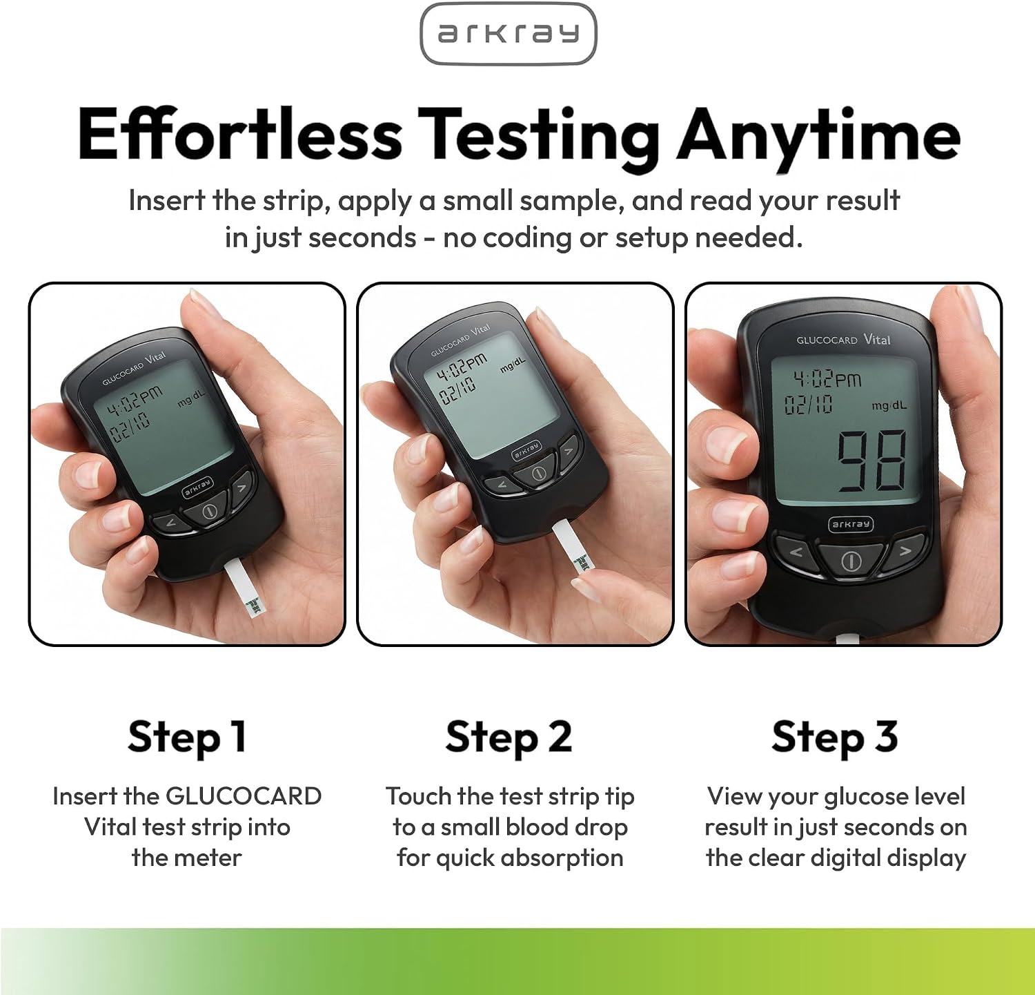 ARKRAY GLUCOCARD Vital Blood Glucose Test Strips – No Coding Required, Fast 7-Second Results