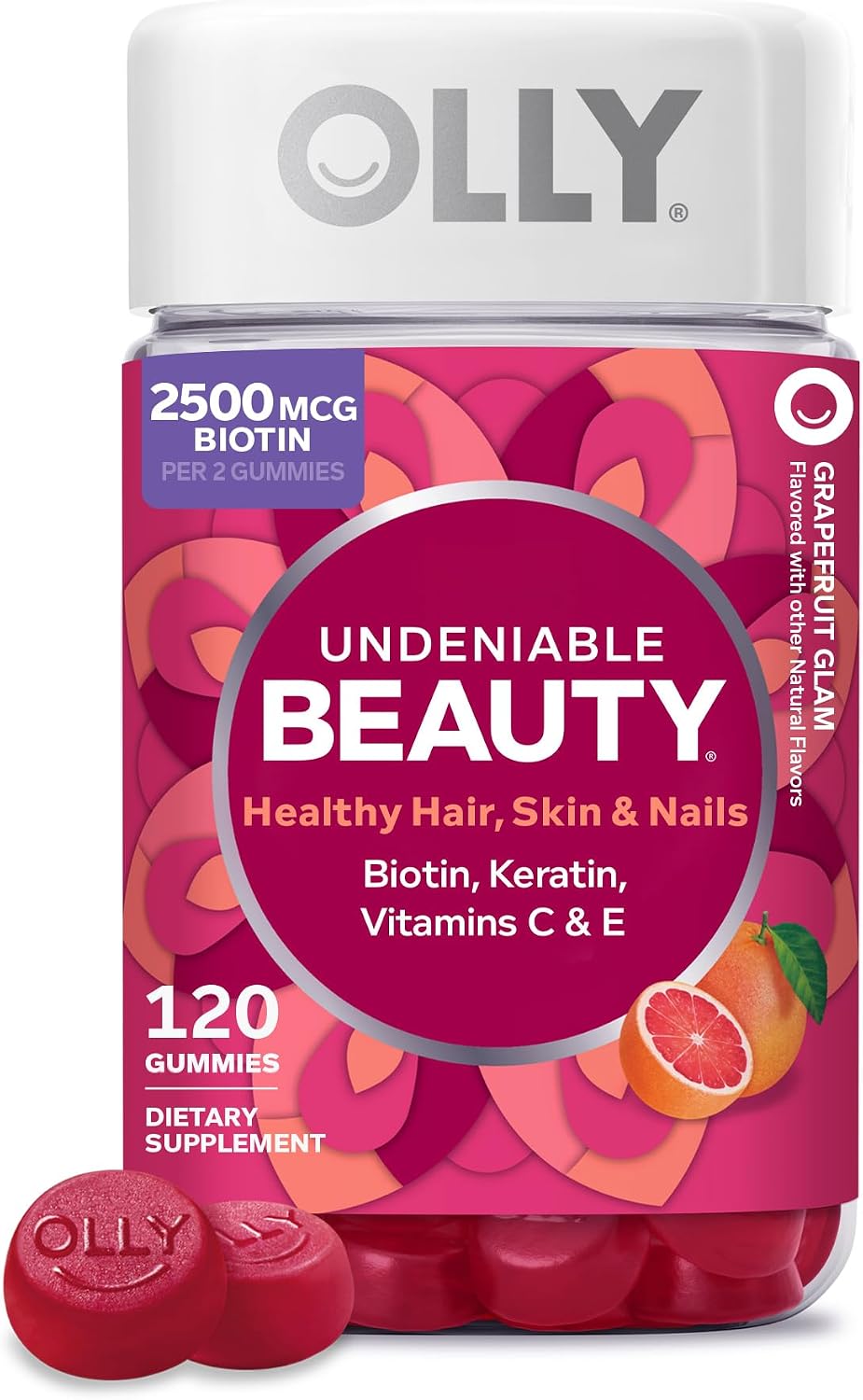 OLLY Hair Skin and Nails Gummies, Undeniable Beauty, Biotin - 60 Count