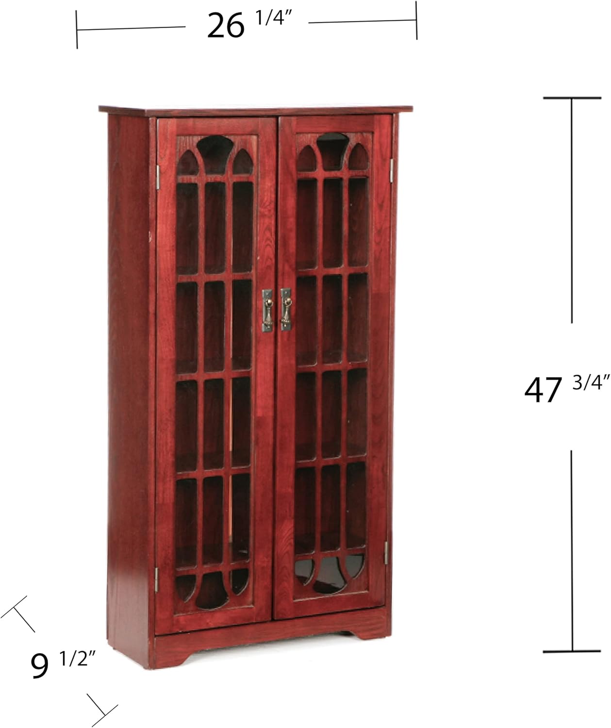 SEI Furniture - Window Pane Media Cabinet - Cherry - Transitional Design, Brown Glass and Wood - Ideal for Home Office, Living Room (MS1073)