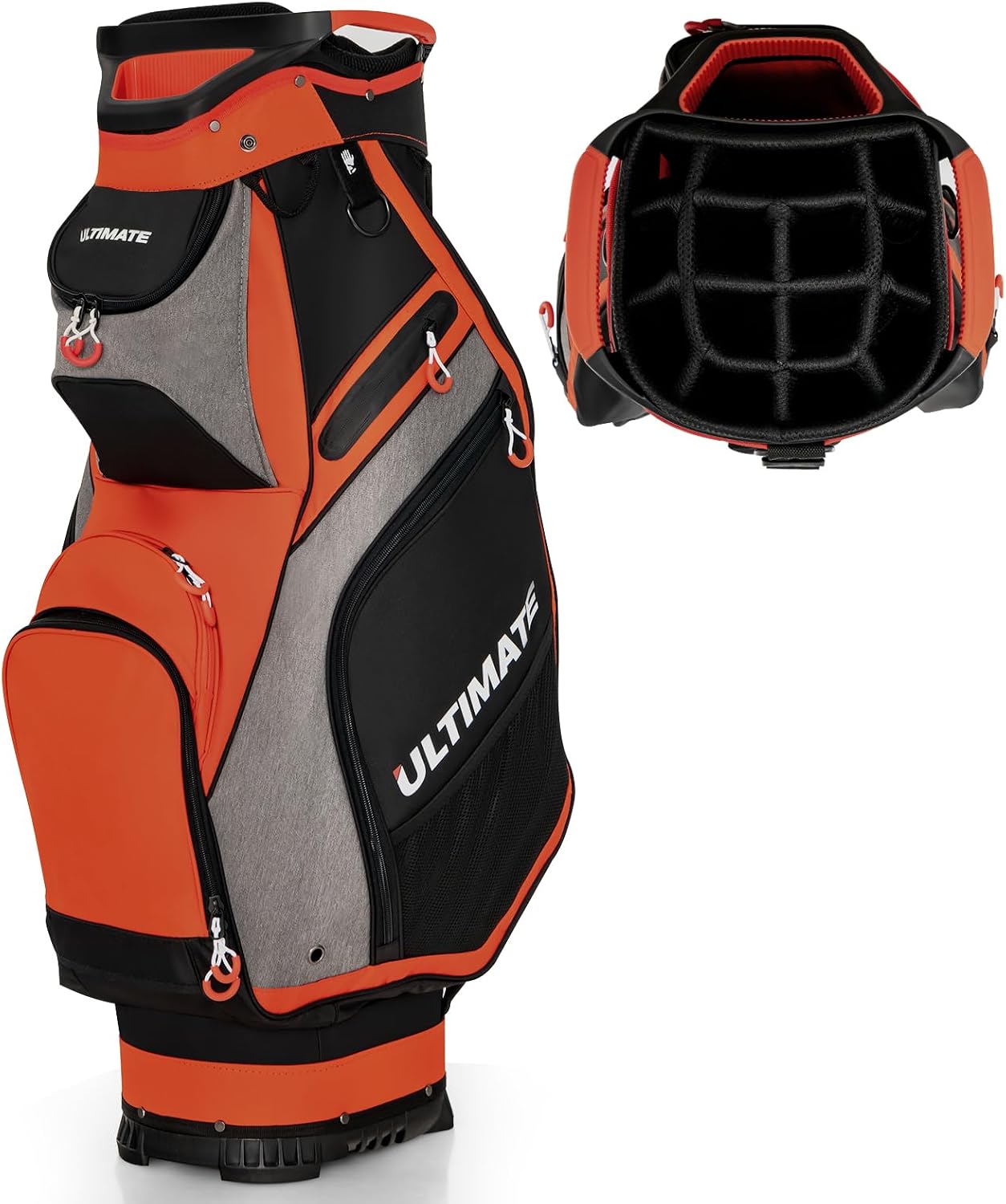 Goplus Golf Cart Bag with 14-Way Top Organizers, Lightweight Portable Golf Club Bag W/7 Zippered Pockets Including Waterproof Valuable Pockets