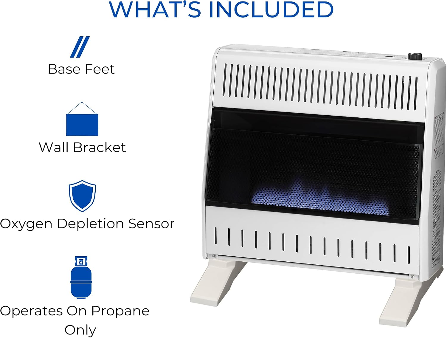 ProCom Heating Natural Gas Ventless Blue Flame Heater With Base Feet - 10,000 BTU, Manual Control - Model# MN100HBA-B